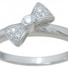 Womens Ladies Delicate Petite 0.05 CT Bow RING Fashion Silver Size 5-9