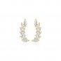14k Yellow Gold 0.59in Leaf Motif Climber Earrings with Marquise Cubic Zirconia
