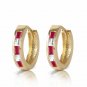 1.26 Carat 14K Solid Yellow Gold Hoop Earrings Natural Ruby Rose Topaz