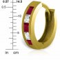 1.26 Carat 14K Solid Yellow Gold Hoop Earrings Natural Ruby Rose Topaz