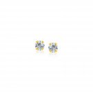 14k Yellow Gold 0.63in Stud Earrings with Round Faceted White Cubic Zirconia