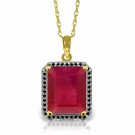 7.45 Carat 14K Yellow Gold Gemstone Necklace w/ Black Diamonds & Ruby 14"-24"