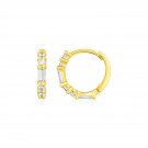 14k Yellow Gold Petite 0.41in Hoop Earrings with Baguette Cubic Zirconias