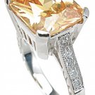 5.25 CT Sterling Silver Rhodium Finish Emerald Cut Fashion Anniversary Ring