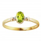 14k Solid Gold Natural Green Peridot Gemstone Ring w/ Diamond Accents 0.46 tcw