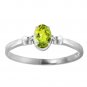 14k Solid Gold Natural Green Peridot Gemstone Ring w/ Diamond Accents 0.46 tcw