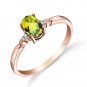 14k Solid Gold Natural Green Peridot Gemstone Ring w/ Diamond Accents 0.46 tcw