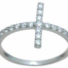 Womens Solid Sterling Silver Cross Style Ring Round Cut 1/10 CT Size 5-9