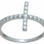 Womens Solid Sterling Silver Cross Style Ring Round Cut 1/10 CT Size 5-9