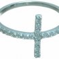 Womens Solid Sterling Silver Cross Style Ring Round Cut 1/10 CT Size 5-9
