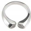 0.06 CT Womens Sterling Silver Rhodium Finish Heart Pave Anniversary Ring