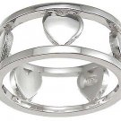 Womens Sterling Silver Rhodium Finish Heart Anniversary Band Ring
