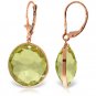 36.0 Carat 14K Rose Gold Leverback Gemstone Earrings Round Lemon Quartz Gemstone