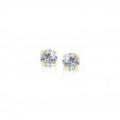 14k Yellow Gold Stud Earrings with White Hue 3mm Faceted Cubic Zirconia