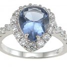 1.5 CT Carat Sterling Silver Rhodium Finish CZ Prong Anniversary Ring