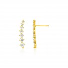 14k Yellow Gold 0.72" Length x 0.14" Width Climber Earrings with Cubic Zirconia