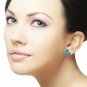 14K Solid White Gold Stud Gemstone Earrings Natural Blue Topaz Jewelry