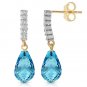 4.65 Carat 14K Solid Yellow Gold Diamond & Blue Topaz Genuine Gemstone Earrings