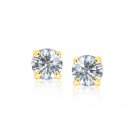 14k Yellow Gold 8.0mm Round Elegant Cubic Zirconia Stud Earrings