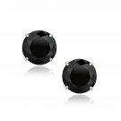14k White Gold 8.0mm Round Black Cubic Zirconia Stud Earrings