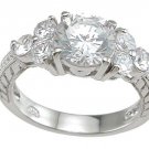 1.30 Carat Womens  Sterling Silver Rhodium Finish CZ Prong Wedding Ring