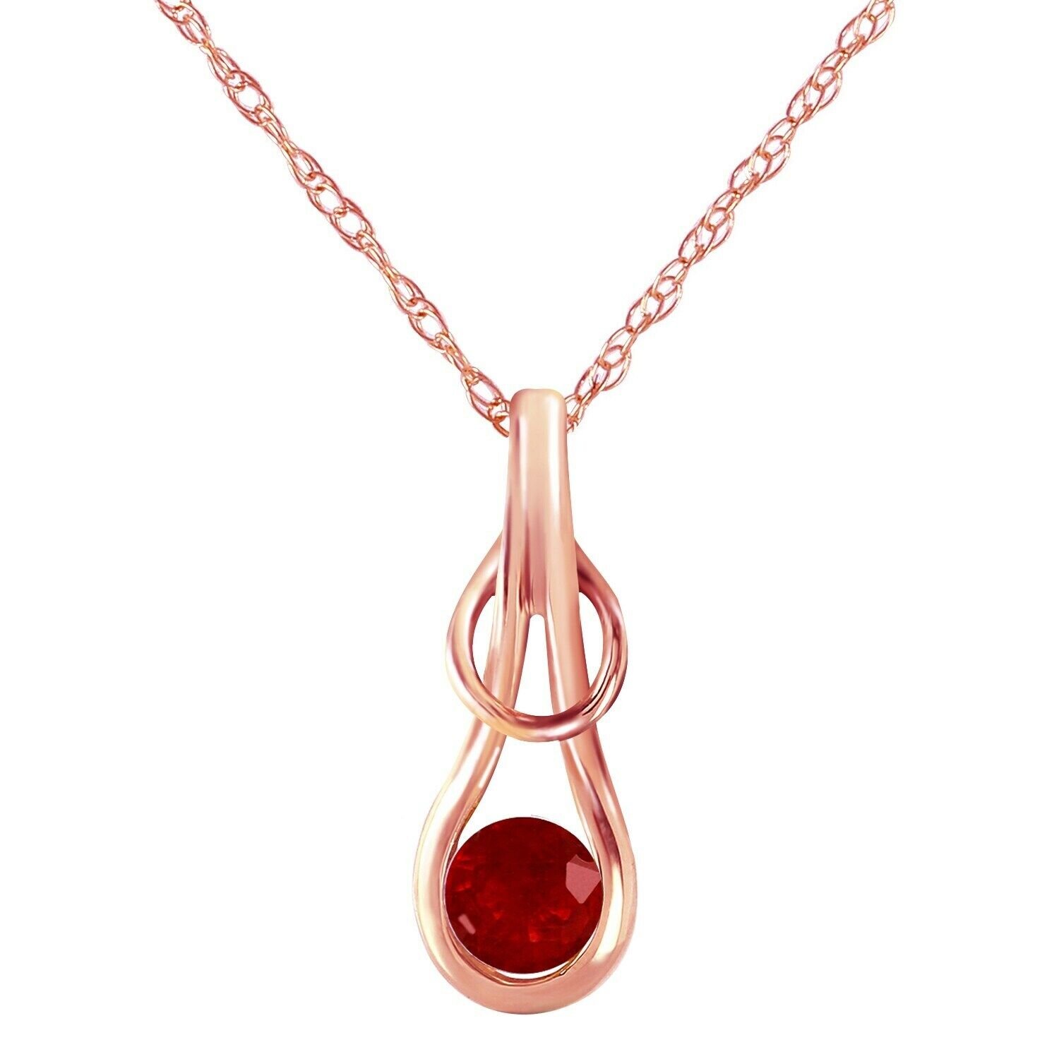 0.65 Carat 14K Solid Rose Gold Gemstone Necklace Round Shaped Ruby 14"-24"