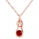 0.65 Carat 14K Solid Rose Gold Gemstone Necklace Round Shaped Ruby 14"-24"