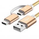Bakeey 2 in 1 Type C Micro USB Nylon Braided Data Charging Cable USB 2.0