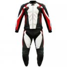 Black and white cordura GP motor bike suit