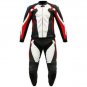 Black and white cordura GP motor bike suit