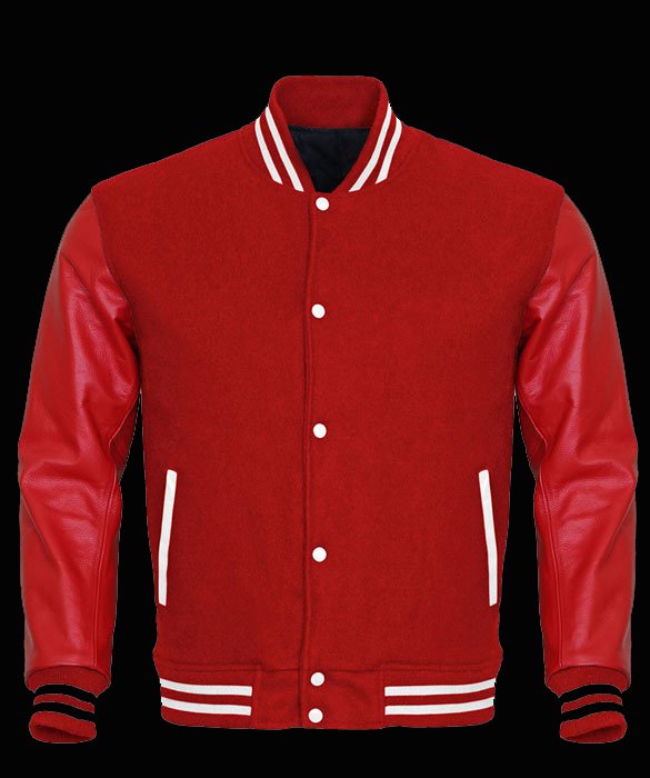 New CRAWFORD  Letterman Red wool RED leather sleeves varsity jacket size