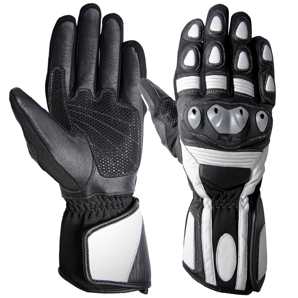 NEW CRAWFORD BLACK PRO BIKER RACING GLOVES WITH EVA FOAM PROTECTION