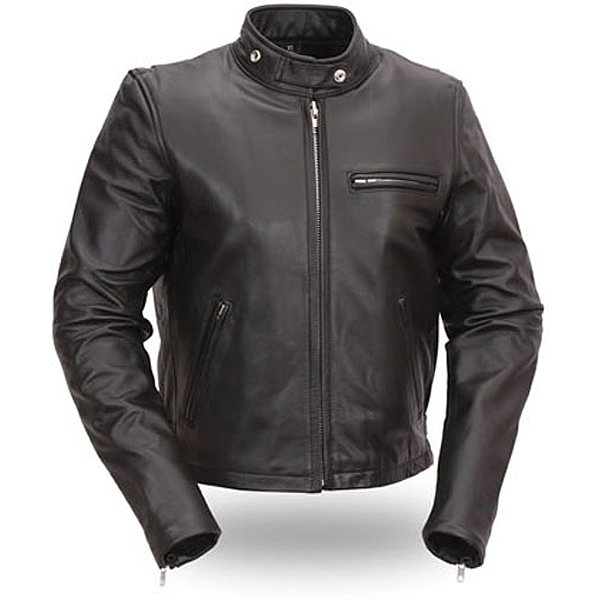 Men's Genuine Buffalo Patch Leather Classic Black Motorcycle Biker Police Style  Jacket Coat