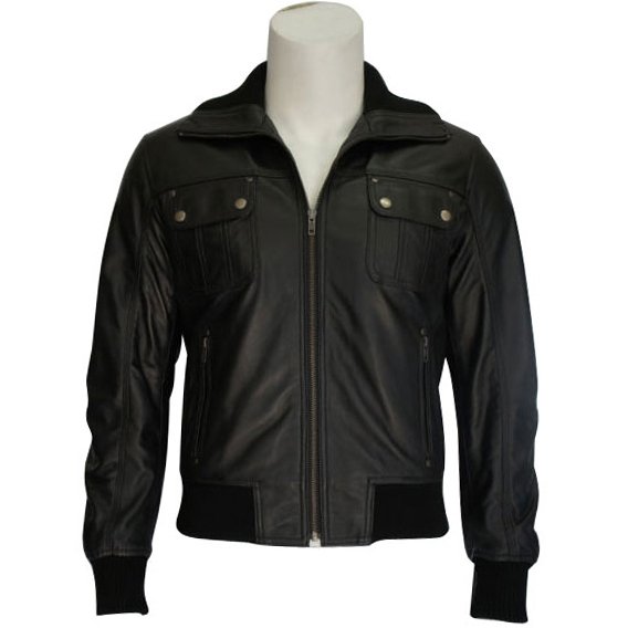 New Men's Genuine Lambskin Leather  Black Slim fit Biker Motorcycle jacket