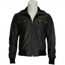 New Men's Genuine Lambskin Leather  Black Slim fit Biker Motorcycle jacket
