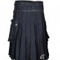 New Scottish Delux Black With Chain unisex Utility Kilt
