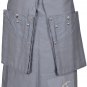 New Scottish Fashion Men Utility cargo pockets Kilt 100% cotton