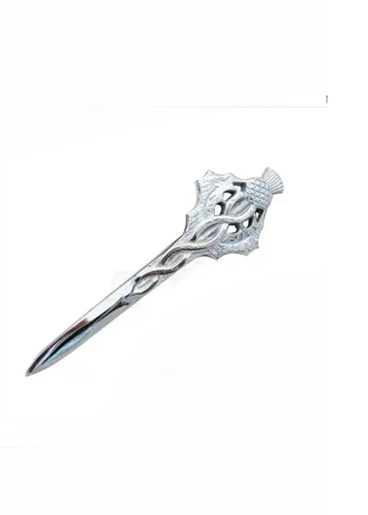 New Celtic Scottish Highland swirl chrome Kilt Pin Steel Made