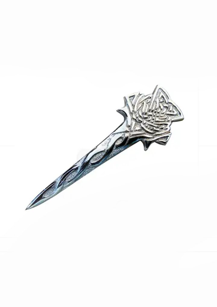 New Celtic Scottish Highland swirl chrome Kilt Pin Steel Made