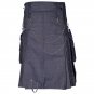 New Stylish Active Men Blue Denim Utility Kilt  With Stainless Steel Chrome Chain