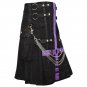 New Fashion Scottish Purple and Black Hybrid Two Tone Utility Kilt