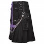 New Fashion Scottish Purple and Black Hybrid Two Tone Utility Kilt