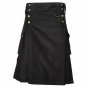 New Scottish Fashion Black Cargo Men Utility Kilt