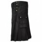 New Scottish Fashion Black Cargo Men Utility Kilt
