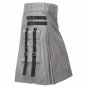 New Fashion Grey Charm Scottish Men Cargo Utility Kilt 100% Cotton material