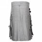 New Fashion Grey Charm Scottish Men Cargo Utility Kilt 100% Cotton material