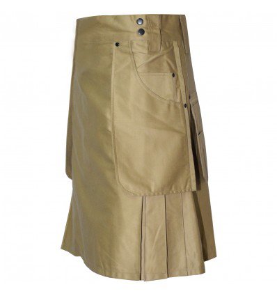 Scottish Heavy Duty khaki Men  Utility Kilt 100 % cotton material
