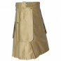 Scottish Heavy Duty khaki Men Utility Kilt 100 % cotton material