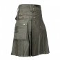 New Sport Grey Black Fabric With Cargo Pocket Handmade Men Utility Kilt