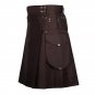 Men Dark Brown Scottish Utility Kilt 100%